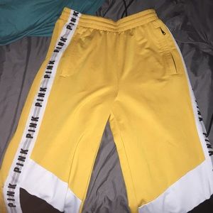 Yellow/gold brand pink joggers